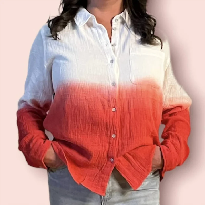 Closeout Belle Dip Dye Top In Rouge