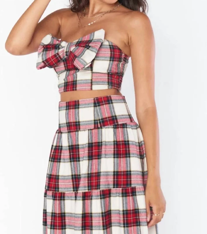 Daily Deals Bow Top In Winter Plaid