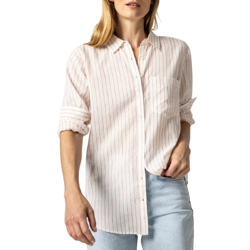 Incredible Offers Boyfriend Button Down Shirt In Tangerine Stripe