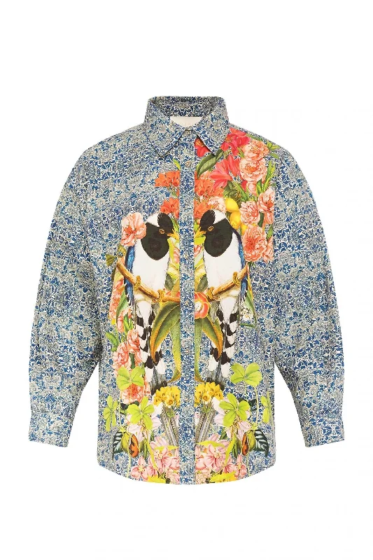 Clearance Event Boyfriend Shirt In Selva Birds