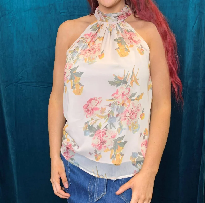 Lowest Price Breathless Tie Neck Top In Pale Pink