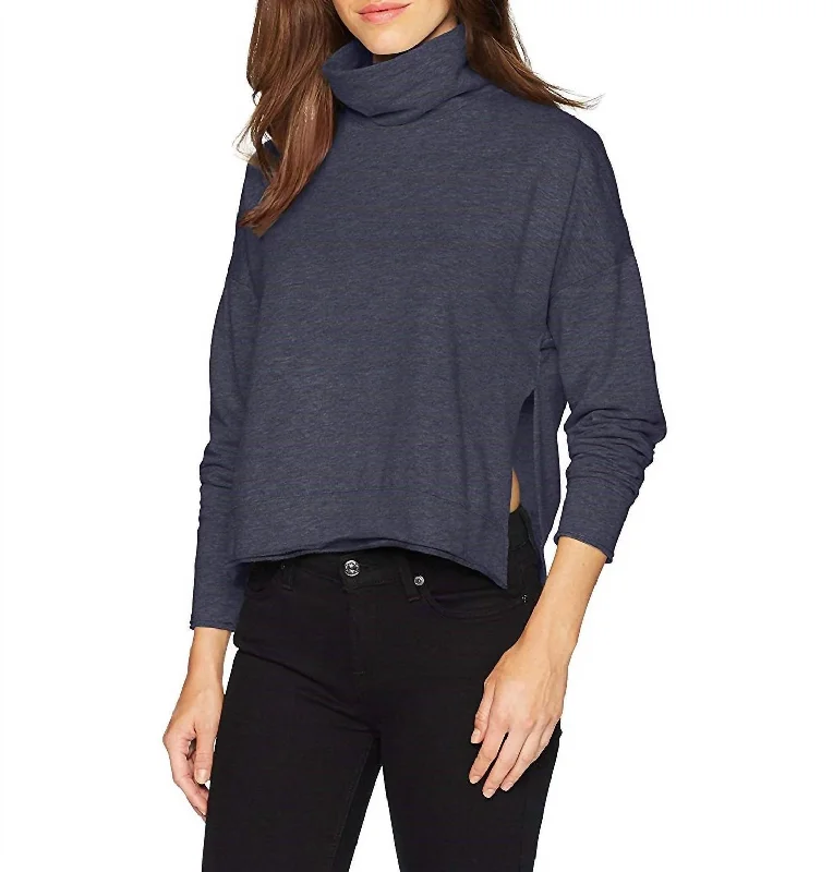 Special Savings Brushed Italian Loose Short Sweatshirt In Night Iris