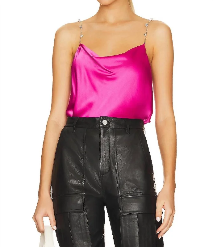 Year-End Clearance Busy Cami Crystal Chain Strap Top In Magnolia