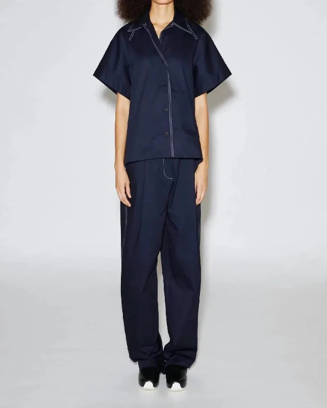 Limited Edition Camp Collar Short Sleeve Shirt In Navy