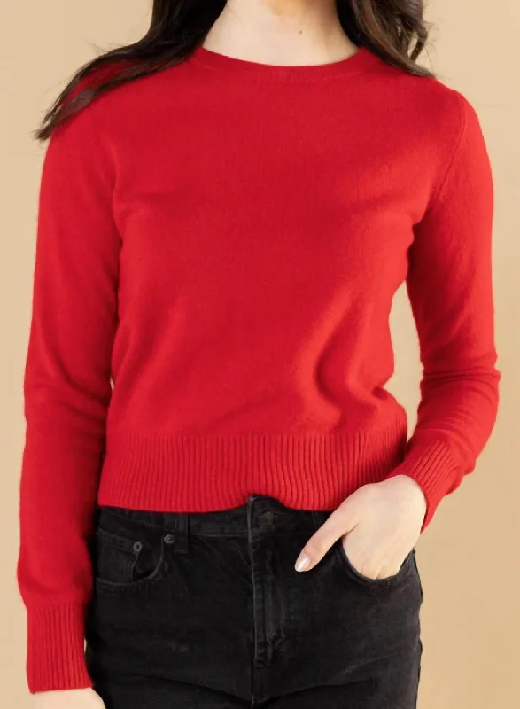 Buy More, Save More Cashmere Shrunken Classic Crew In True Red
