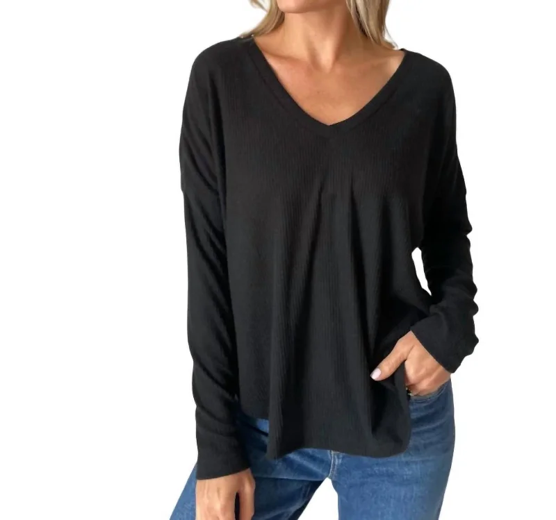 Deal Dash Cecilia Ribbed Everday Top In Black