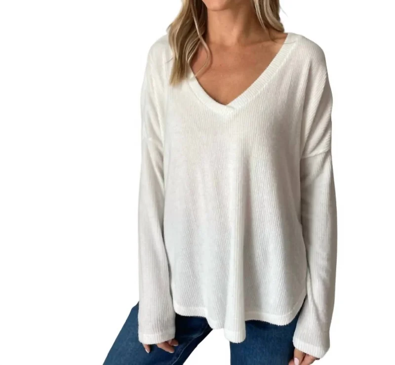 Last Chance Cecilia Ribbed Everday Top In Ivory