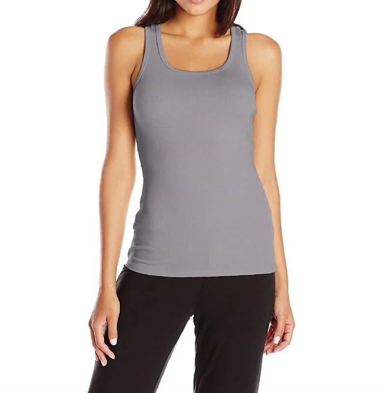 Mega Sale Charlie Rib Racerback Tank In Dark Silver