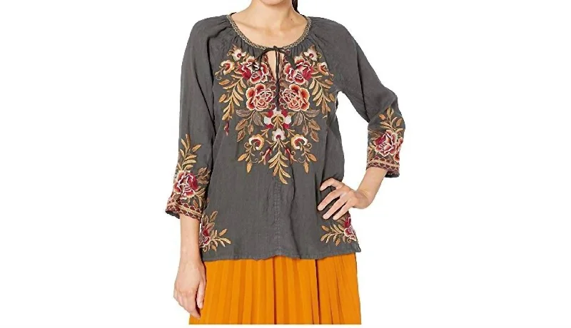 Price Meltdown Charlotte Peasant Blouse In Cement