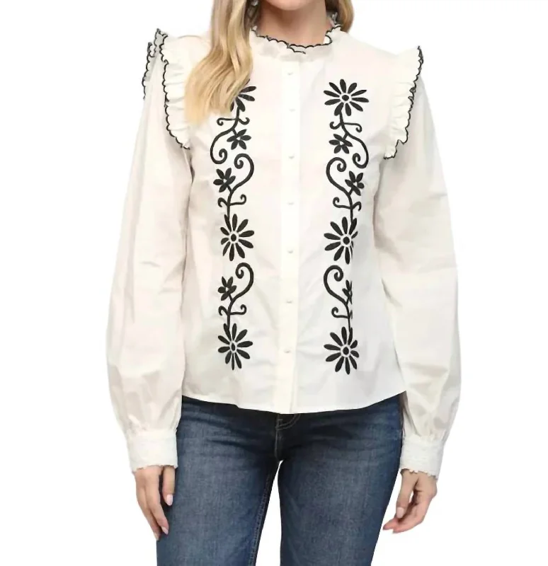 Price Fest Chehalis Embroidered Blouse In White