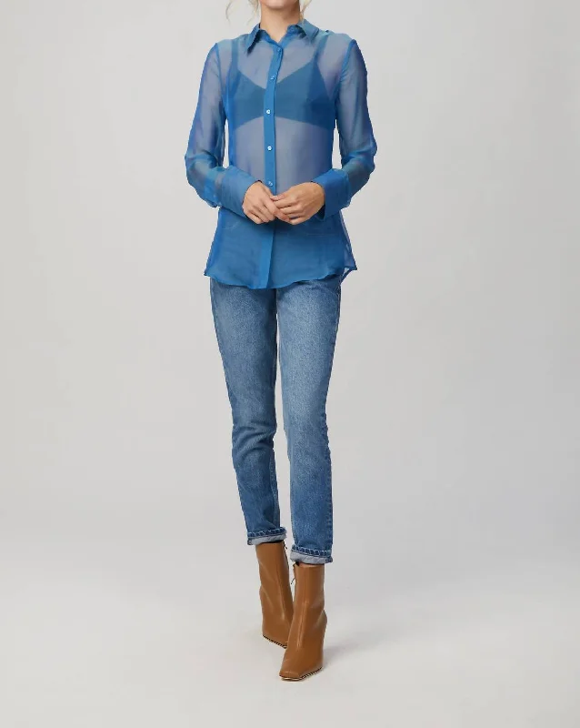 While Supplies Last Chiffon Slim Shirt In Blue
