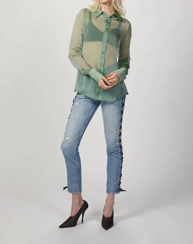 Midnight Madness Chiffon Slim Shirt In Green