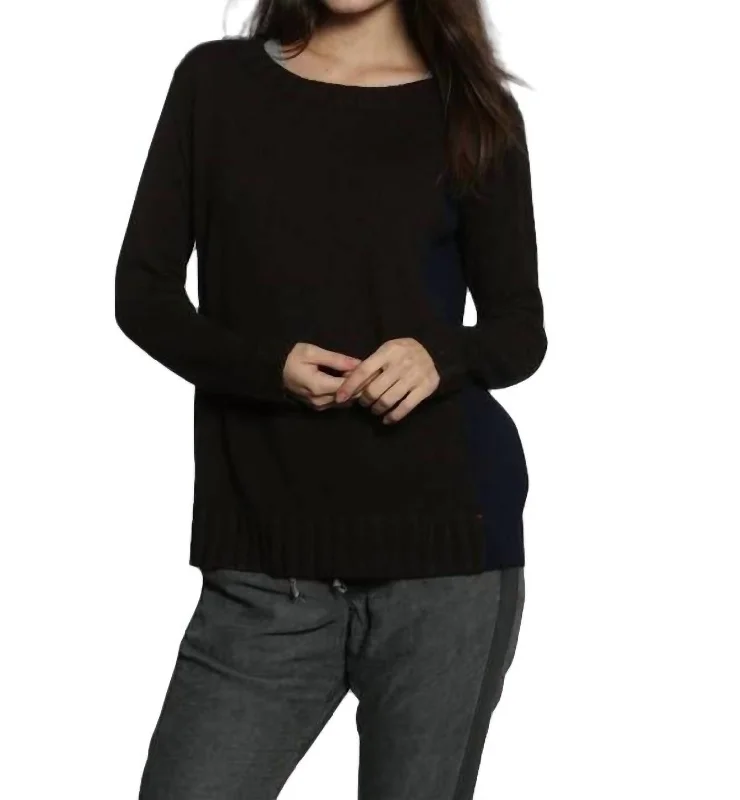 Amazing Deals Chunky Rib Tunic In Brown/navy
