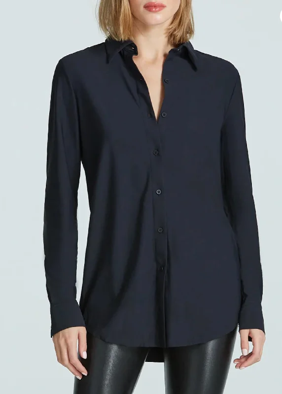 Midnight Sale Classic Oversized Button Down Shirt In Black