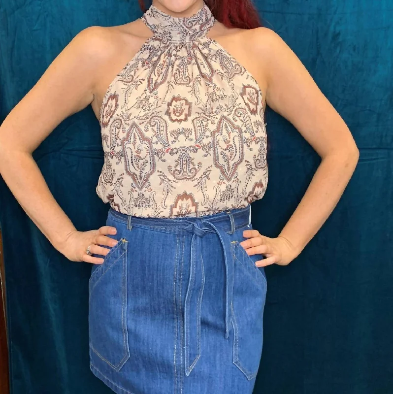 Discount Deals Claudeen Tie Neck Top In Roma Paisley