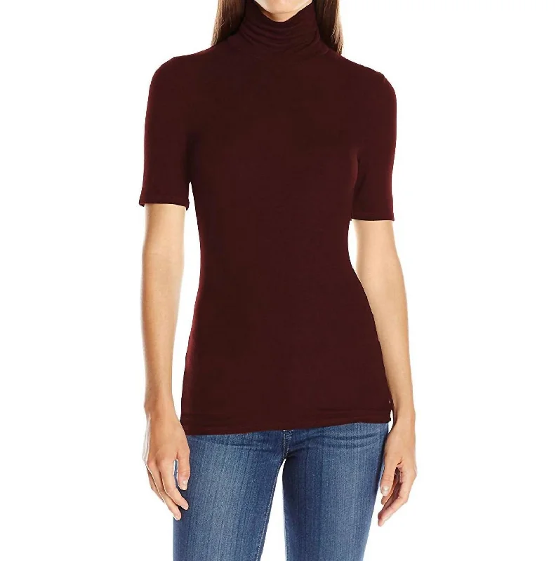 Daily Specials Cleo Turtleneck Viscose Top Shirt In Bordeauxx