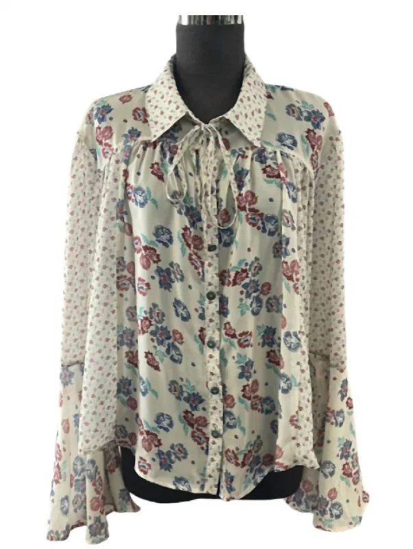 Weekend Flash Sale Collared Floral Top In Multi Color