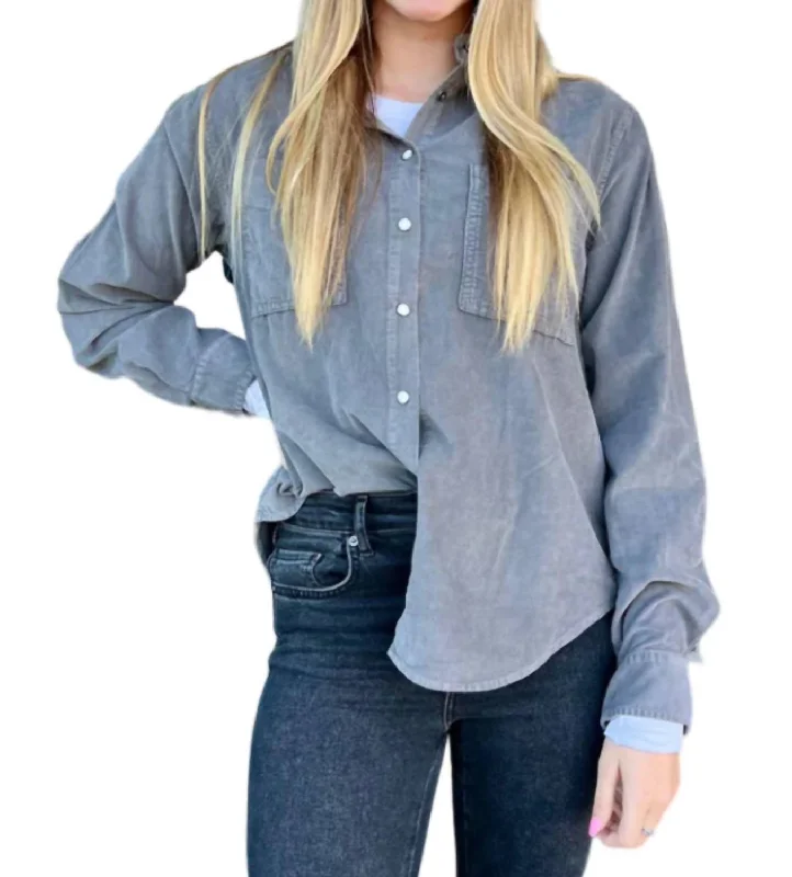 Flash Deals Cord Tucker Shirt In Olive Branch
