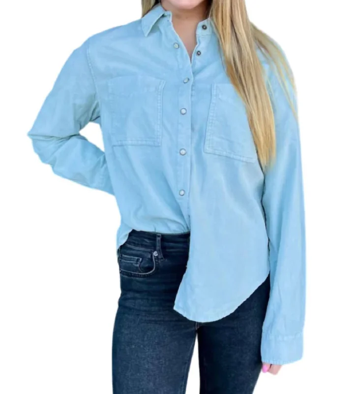 Huge Savings Cord Tucker Shirt In Sioux Sky