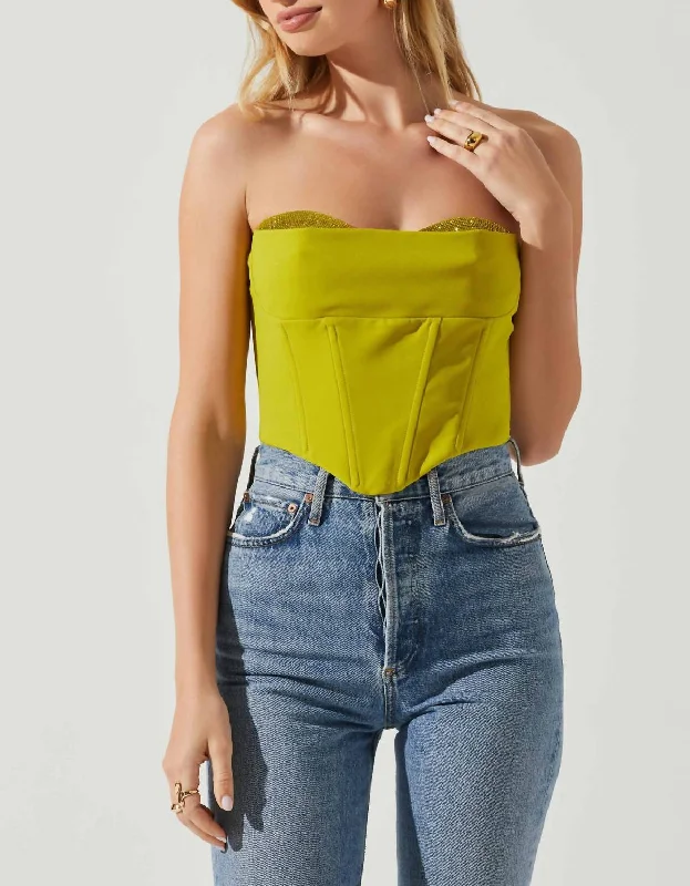 Daily Deals Corset Shanna Top In Lime Green
