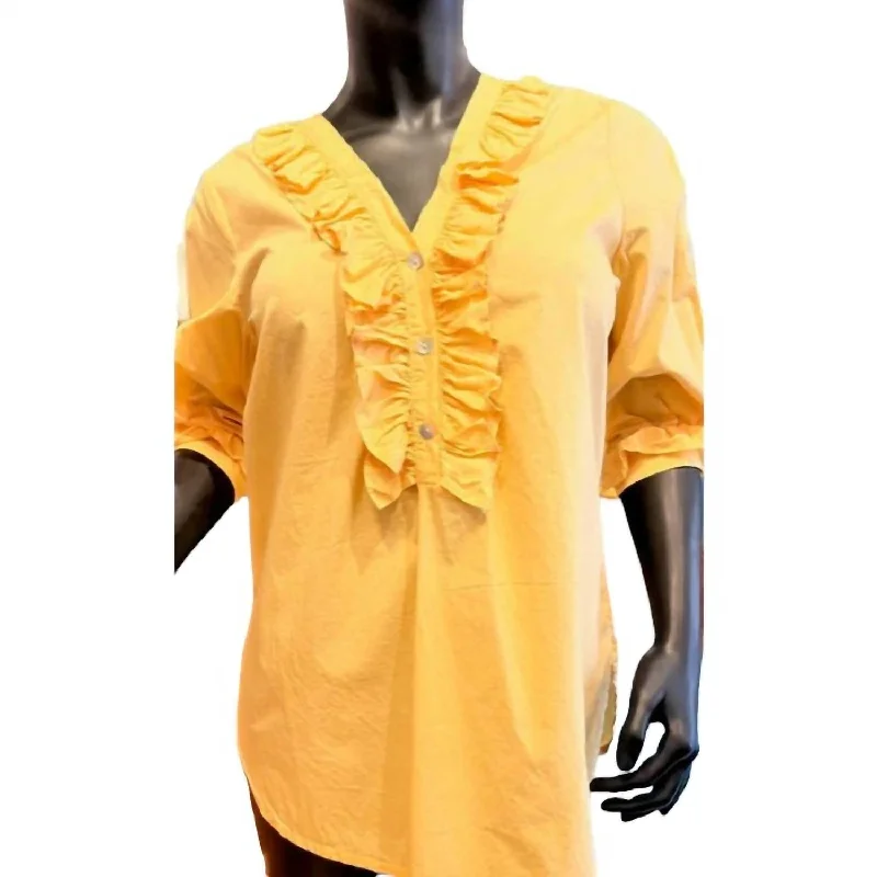 Instant Discount Cotton Ruffle Blouse In Mellow
