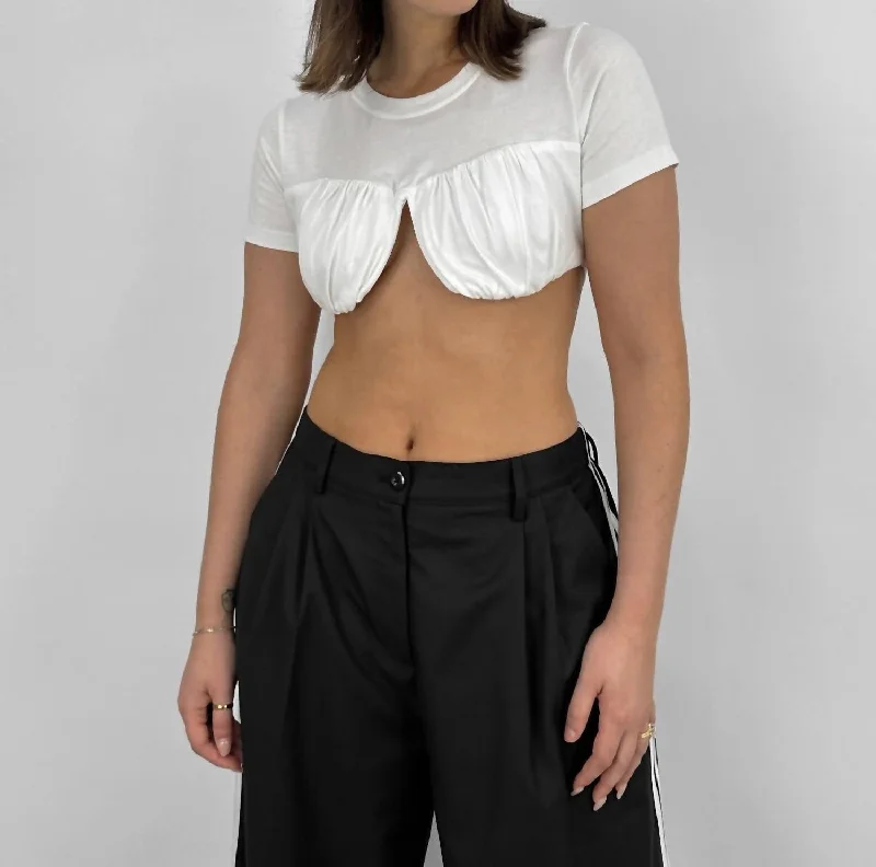 Exclusive Preview Crew Neck Cropped Underwire Tee In Ivory