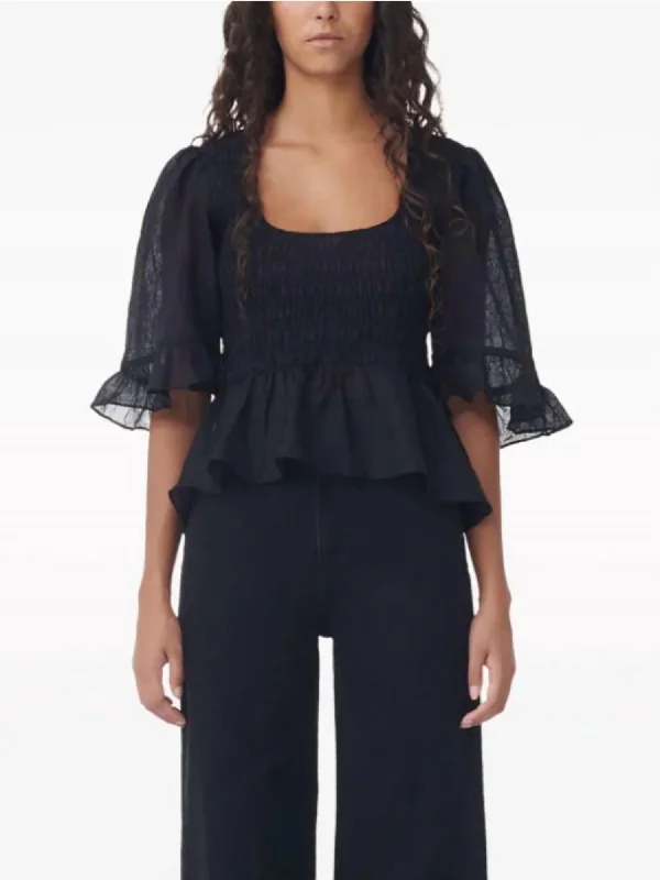 Sale Event Crinkled Georgette Smock Blouse In Black