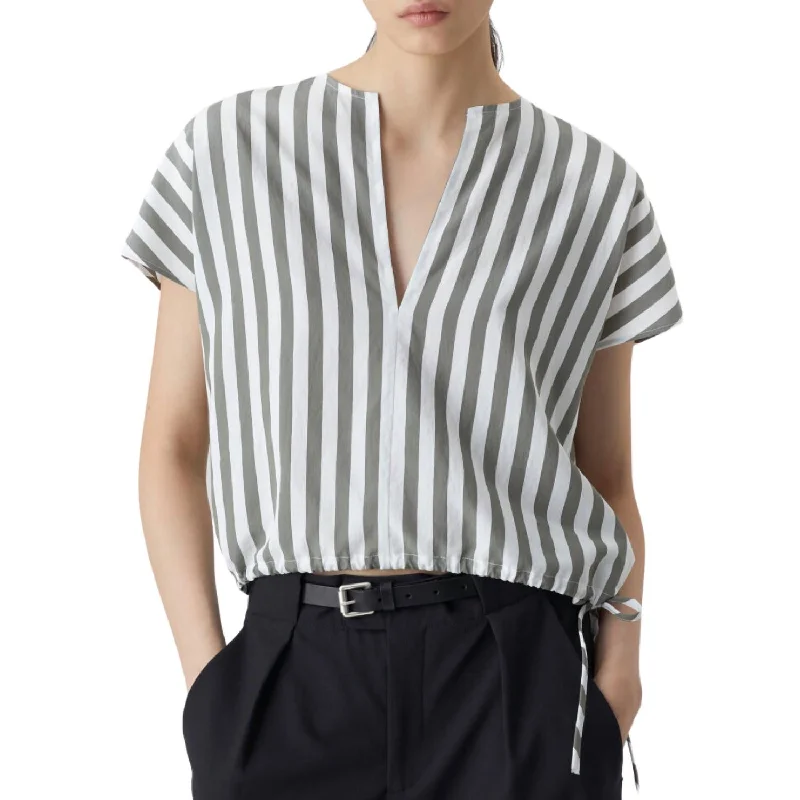 Bonus Savings Cropped Sleeve Top In Light Moss Green