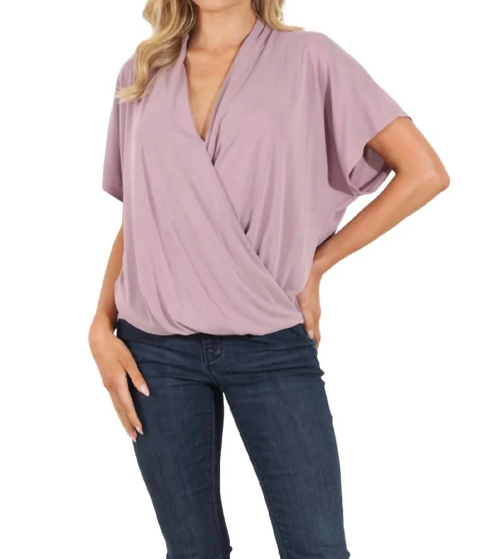 Discount Extravaganza Cupro Surplice Tee In Light Mauve