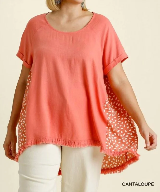 Exclusive Access Dalmatian Print High Low Plus Top In Cantaloupe