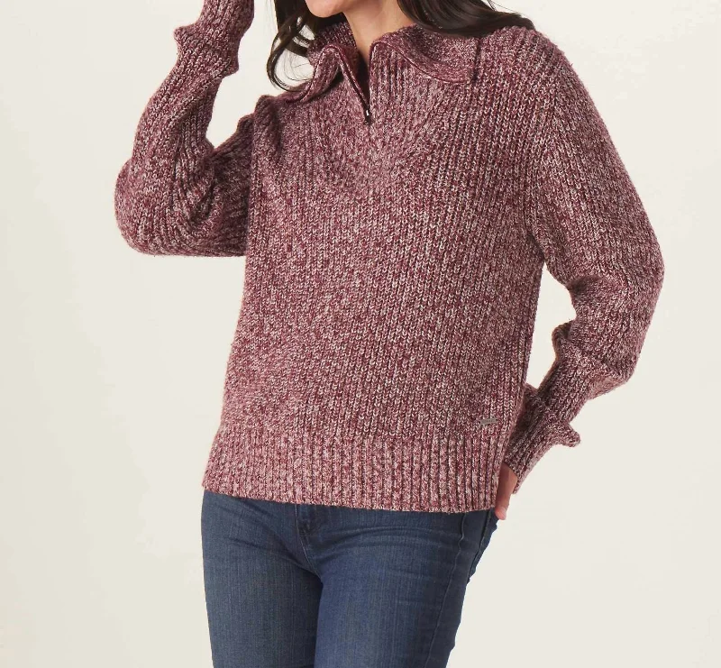 YEAR-End Clearance Dani Quarter Zip Sweater In Oxblood