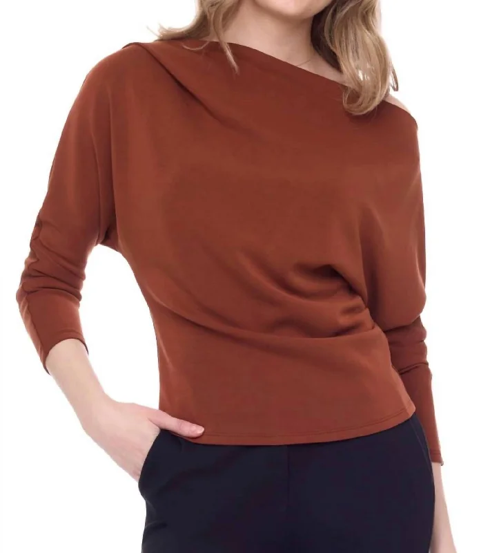 Customer Appreciation Sale Demi Modal Three Fourth Sleeve Top In Paprika