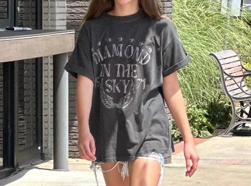 Early Bird Discount Diamond In The Sky Boyfriend Tee In Vintage Black