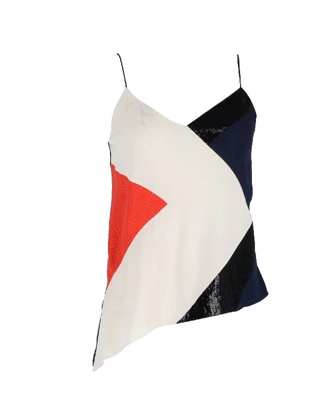 Sale Event Diane Von Furstenberg Colorblock Sequined Tank Top in Multicolor Silk