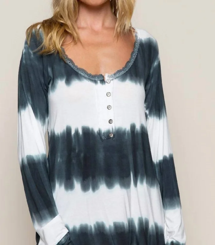 Online Only Dip Dyed Long Sleeve Tee In Indigo And White