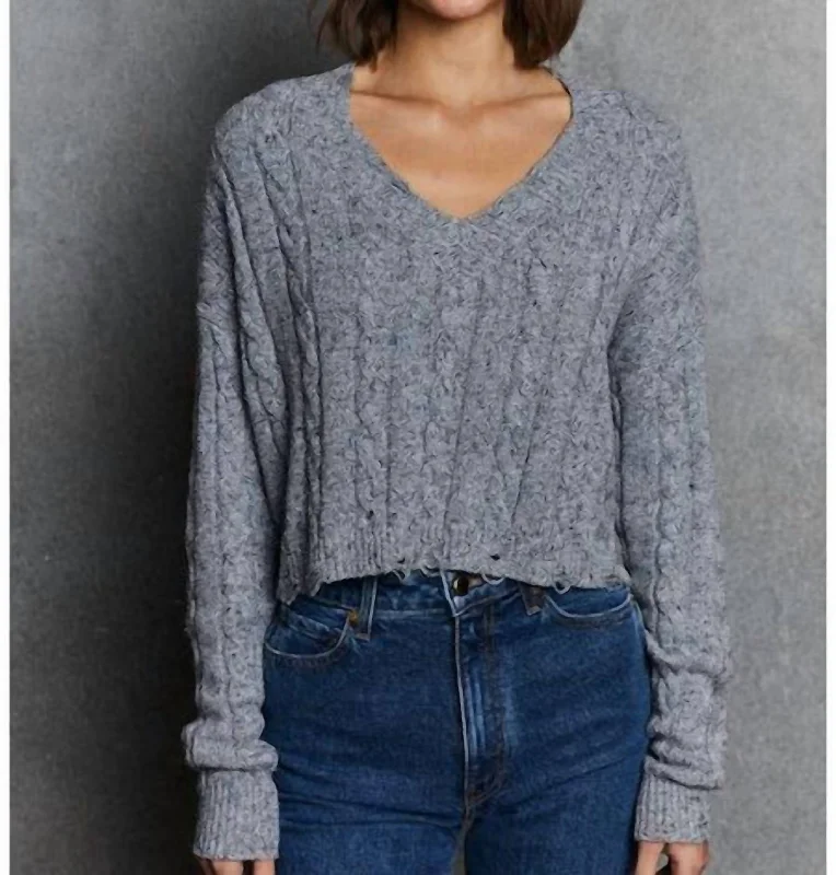 Best Bargains Distressed Cropped Cable Top In Static