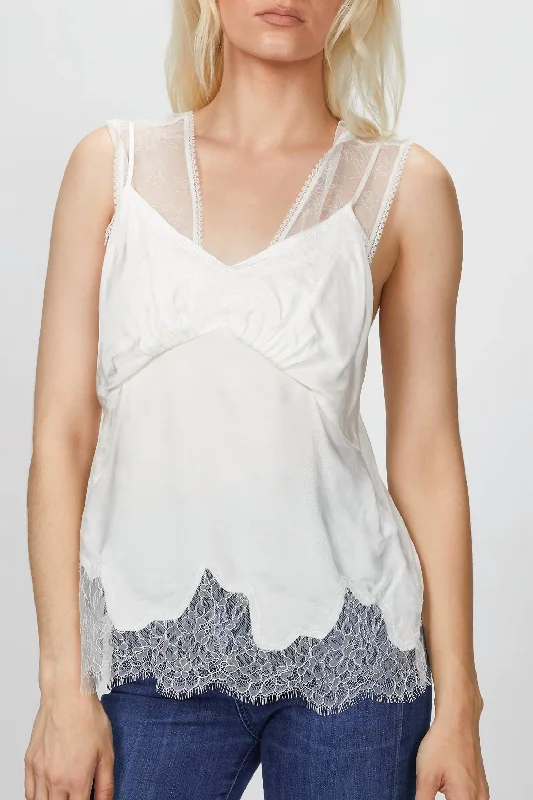 Online Only Double Layered Lace Trimmed Camisole In Ivory