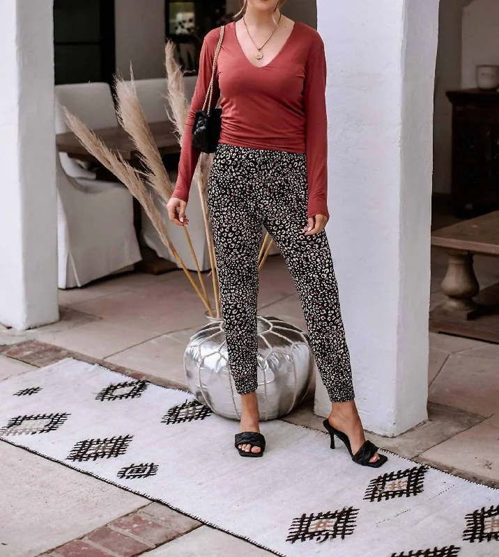 Exclusive Preview Double Lined V-Neck Top In Marsala Modal
