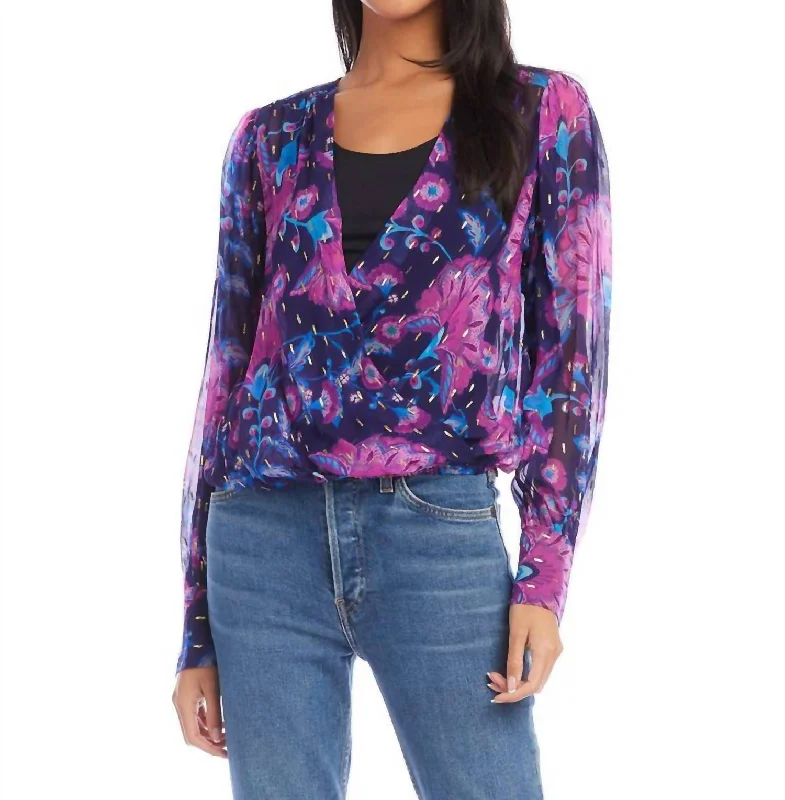 Overstock Sale Drape Front Top In Print