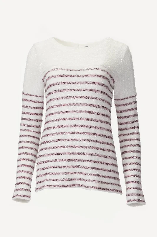 Final Clearance Elise Top In White/burgundy