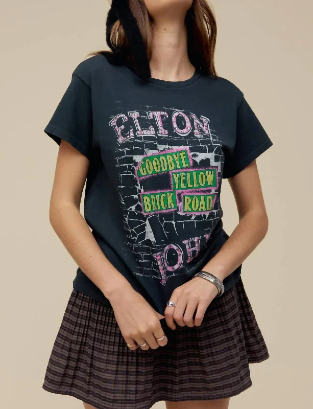 Anniversary Sale Elton John Goodbye Brick Road Tour Tee In Vintage Black