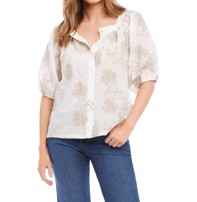 Best Bargains Embroidered Costa Palmas Top In Off White