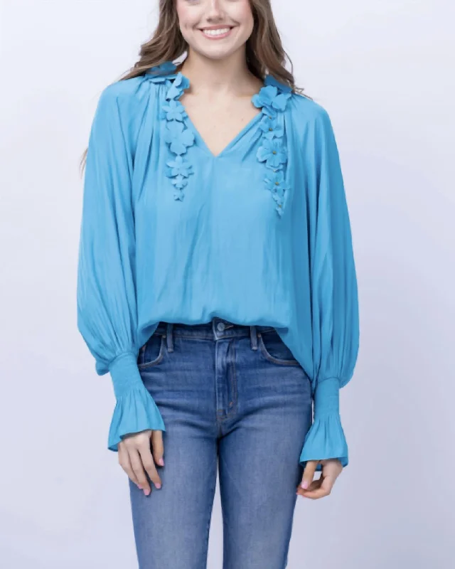 Deep Discounts Emelia Top In Calypso Blue