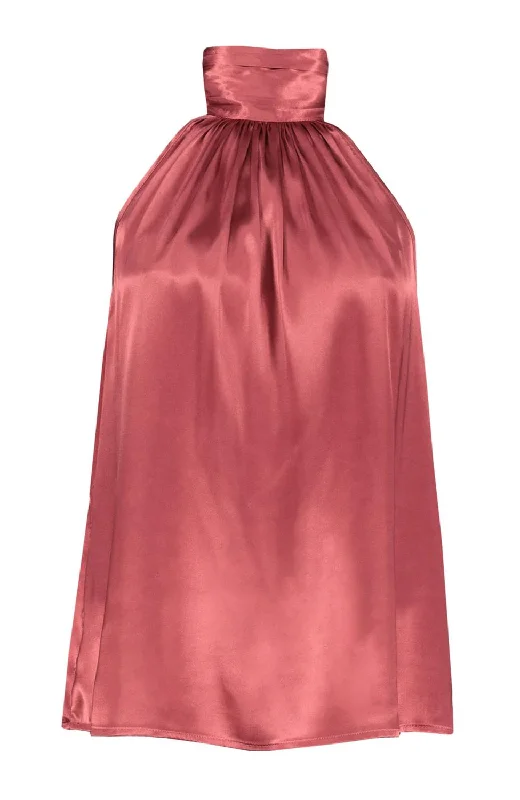 Huge Discounts Esme Tie Neck Top In Rose