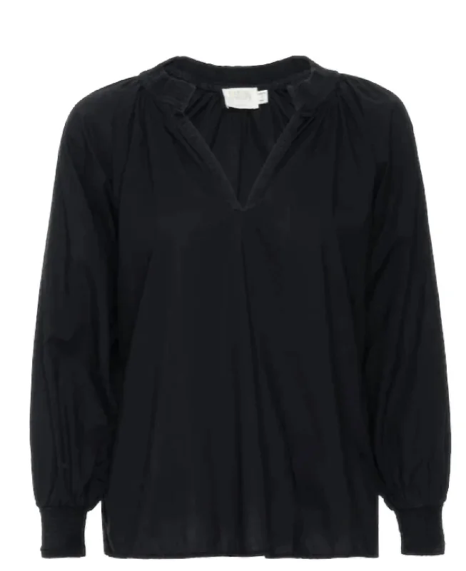 Special Discount Estelle Peasant Blouse In Jet Black
