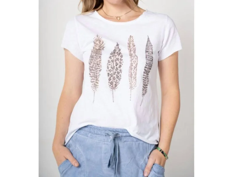 Special Offer Feather Print T-Shirt In White