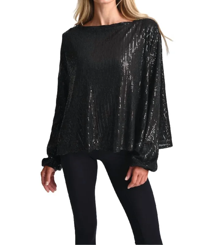 Grand Opening Sale Ferrill Sequin Top In Black