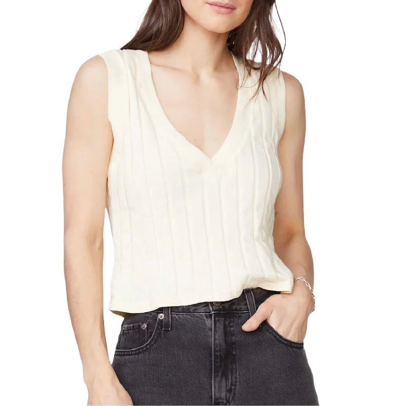 Can't Miss Flat Rib V Tank Top In Buttercream