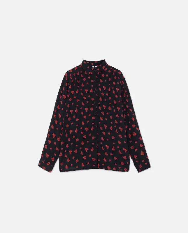 Huge Savings Fluid Shirt In Red Flower Print