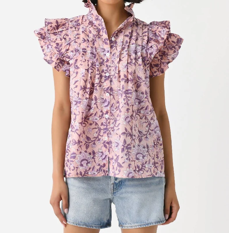 Daily Deals Flutter Shirt In Peach